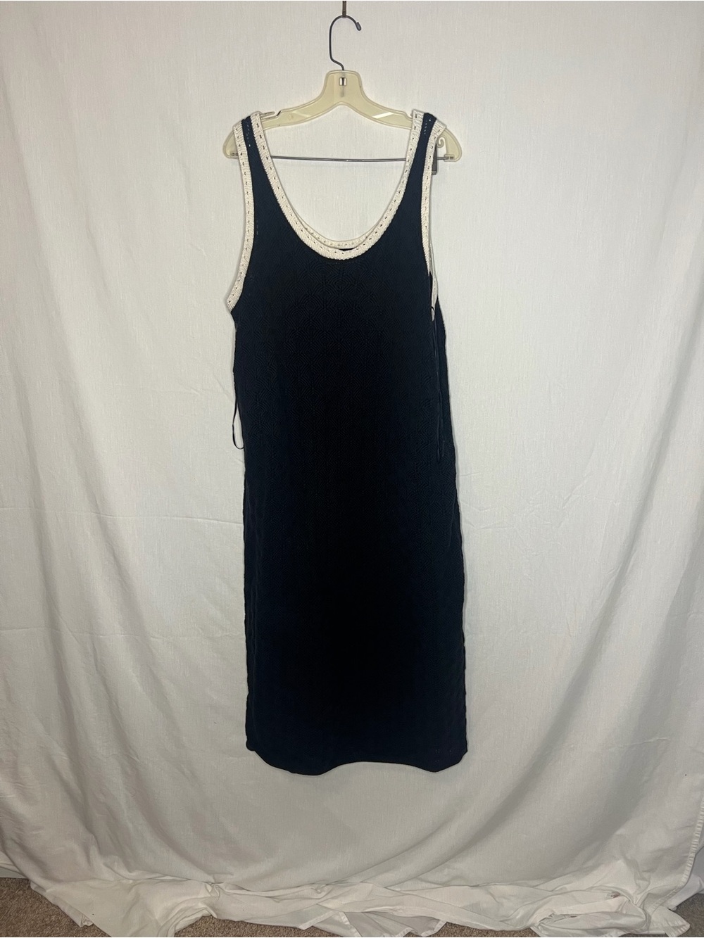 Nine West Black Crochet Knit Sleeveless Dress Plus Size